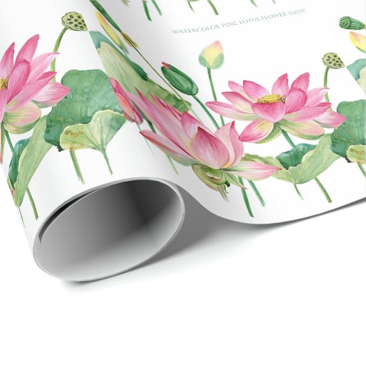 Papier Cadeau Bordure d'eau rose Lotus (Coin rond)