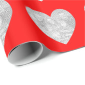 Papier Cadeau Bordure du coeur rouge avec photo (Coin rond)