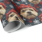 Papier Cadeau Bordure Terrier Noël (Coin rond)