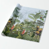 Papier Cadeau Bordure transparente avec jungle et fleurs. Vin (Déroulé)