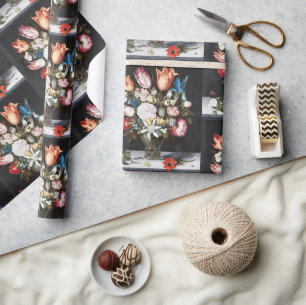 Papier Cadeau Bosschaert Flower en verre Baroque Floral Peinture