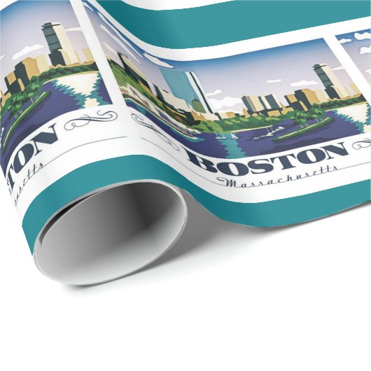 Papier Cadeau Boston, Massachusetts (Coin rond)