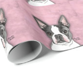 Papier Cadeau Boston Terrier (Coin rond)