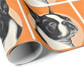 Papier Cadeau Boston terrier (Coin rond)