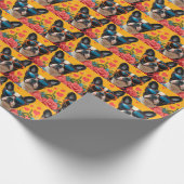 Papier Cadeau Boston Terrier avec coeur Roses Saint-Valentin (Coin)