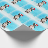 Papier Cadeau Boston Terrier Chien dans neige Noël Joyeux vacanc (Coin)