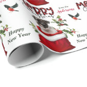 Papier Cadeau Boston Terrier chiot dans le sac cadeau de Noël (Coin rond)