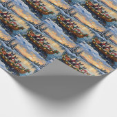 Papier Cadeau Boston Terrier Christmas Boat Holiday (Coin)