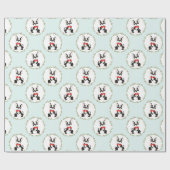 Papier Cadeau Boston Terrier dans Red Bow Cravate Noël (Plat)