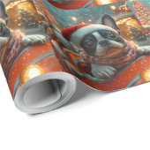 Papier Cadeau Boston Terrier Dog Roller Dessous de verre Noël (Coin rond)