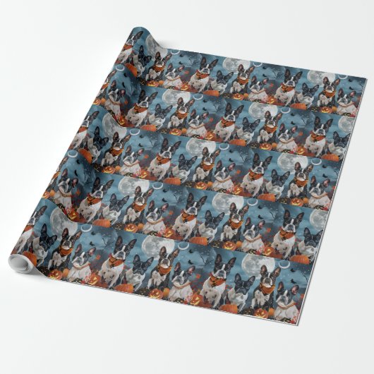 Papier Cadeau Boston terrier Halloween Épouvantable (Déroulé)