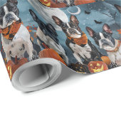 Papier Cadeau Boston terrier Halloween Épouvantable (Coin rond)