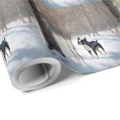 Papier Cadeau Boston Terrier Laisser neiger Noël (Coin rond)