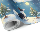 Papier Cadeau Boston Terrier Midnight Star-Gazing Christmas (Coin rond)