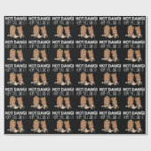 Papier Cadeau Bot de cowboy amusant (Plat)