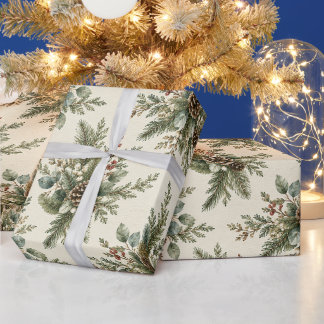 Papier Cadeau Botanica Signature Hiver Pin et Eucalyptus