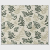 Papier Cadeau Botanical Green Fern Beige Floral Pattern (Plat)