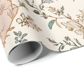 Papier Cadeau Botanical Hearts Romantic Floral Valentine Pattern (Coin rond)