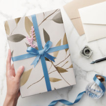 Botanical Olive Leaf Beige Floral Pattern