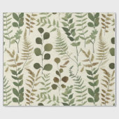 Papier Cadeau Botanical Pressed Leaves Pattern – Fern Print (Plat)
