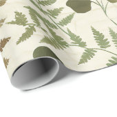 Papier Cadeau Botanical Pressed Leaves Pattern – Fern Print (Coin rond)
