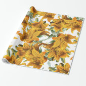 Papier Cadeau Botanical rustic orange green lily trendy floral (Déroulé)