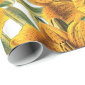 Papier Cadeau Botanical rustic orange green lily trendy floral (Coin rond)