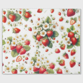 Papier cadeau botanique à motif de fraise (Plat)