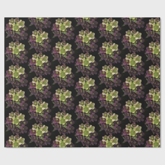 Papier cadeau botanique aux fleurs d'Hellébore (Plat)