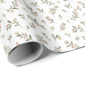 Papier Cadeau Botanique Branches de Baies (Coin rond)