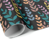 Papier Cadeau Botanique couleur Feuille aquarelle Boho (Coin rond)