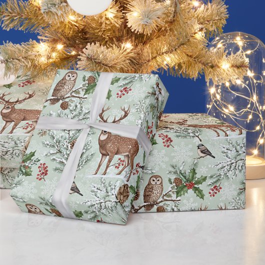 Papier Cadeau botanique de forêt de Noël (Vacances)