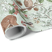 Papier Cadeau botanique de forêt de Noël (Coin rond)