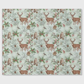 Papier Cadeau botanique de forêt de Noël (Plat)