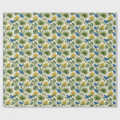 Papier cadeau botanique élégant papillon bleu (Plat)