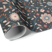 Papier Cadeau Botanique florale foncée et cosy (Coin rond)