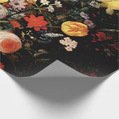 Papier Cadeau Botanique foncé élégant floral (Coin)