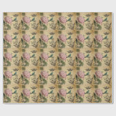 Papier Cadeau botanique français d'oiseau d'hortensia de (Plat)