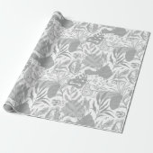 Papier Cadeau Botanique gris Motif sans joint (Déroulé)