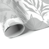 Papier Cadeau Botanique gris Motif sans joint (Coin rond)