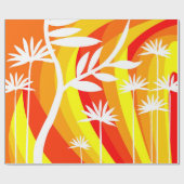 Papier Cadeau Botanique orange et blanche (Plat)