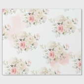 Papier Cadeau Botanique rose fleurie 75ème anniversaire (Plat)