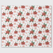 Papier Cadeau Botanique traditionnelle rouge et verte de Noël (Plat)