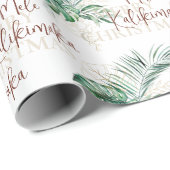 Papier Cadeau Botanique tropicale Mele Kalikimaka | Noël (Coin rond)