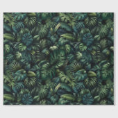 Papier Cadeau Botanique Vert Monstera Tropical (Plat)