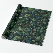 Papier Cadeau Botanique Vert Monstera Tropical (Déroulé)
