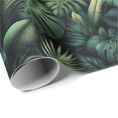 Papier Cadeau Botanique Vert Monstera Tropical (Coin rond)