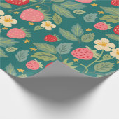 Papier Cadeau Botanique verte fraise (Coin)