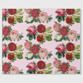 Papier Cadeau Botanique vintage / Découpage rose (Plat)
