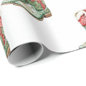 Papier Cadeau Botte de cowboy rouge de Noël occidental (Coin rond)